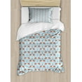 thumbnail image 1 of Orange Blue Duvet Cover Set Twin Size, Sweet Winter Rowan Pattern with Frosted Leaves Print, 2 Piece Bedding Set with 1 Pillow Sham, Pale Blue Vermilion and Chocolate, by Ambesonne, 1 of 3