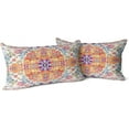 thumbnail image 1 of Orange Blue Ethnic Boho Pillow Covers 12x20 in Bohemian Carpet Cream Coral Floral Decorative Couch Pillow Cases with Zipper Set of 2 Home Decor for Living Room Bedroom Bed Cushion Outdoor, 1 of 6