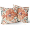 thumbnail image 1 of Orange Blue Ethnic Boho Pillow Covers 18X18 In Bohemian Carpet Vintage Rust Coral Floral Decorative Cotton Pillow Cases with Zipper Set of 2 Home Decor for Living Room Bedroom Bed Cushion Outdoor, 1 of 6