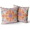 thumbnail image 1 of Orange Blue Ethnic Boho Pillow Covers 20x20 in Bohemian Carpet Cream Coral Floral Decorative Couch Pillow Cases with Zipper Set of 2 Home Decor for Living Room Bedroom Bed Cushion Outdoor, 1 of 6