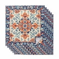 thumbnail image 1 of Orange Blue Ethnic Cloth Napkins, Boho Vintage Geometric Art Washable and Reusable Dinner Napkins Set of 6, Table Napkin for Kitchen Party Birthday Wedding Hotel Housewarming 20"x20", 1 of 8