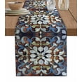thumbnail image 1 of Orange Blue Ethnic Table Runner 72 Inches, Rustic Boho Flowers Impressionist Bed Runner Dresser Scarves Tabletop for Indoor Outdoor Parties/Ceremony/Banquet, 13" x 72", 1 of 8