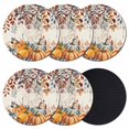 thumbnail image 1 of Orange Blue Fall Coasters Set of 6, Absorbent Coasters for Drinks, Retro Thanksgiving Pumpkins Botanical Coaster for Desk Coffee Table Protection, Home Decor House Warming Gifts 4", 1 of 8