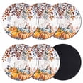 thumbnail image 1 of Orange Blue Fall Coasters Set of 6, Absorbent Coasters for Drinks, Thanksgiving Maple Leaf Pumpkins Coaster for Desk Coffee Table Protection, Home Decor House Warming Gifts 4", 1 of 8