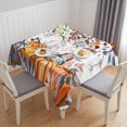 thumbnail image 1 of Orange Blue Fall Table Cloth Waterproof Tablecloths, Thanksgiving Maple Leaf Pumpkins Tablecloth Dining Table Cover for Kitchen Party Tabletop Outdoor, Square Tablecloth 54x54 Inch, 1 of 9