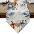 thumbnail image 1 of Orange Blue Fall Table Runner Linen Burlap Table Runner 90 Inches Long Thanksgiving Eucalyptus Berry Leaves Beige Dresser Scarves for Kitchen Island Coffee Dining Room Party Holiday Decor 13"x90", 1 of 8