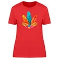 thumbnail image 1 of Orange & Blue Feathers T-Shirt Women -Image by Shutterstock, Female Medium, 1 of 2