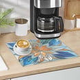thumbnail image 1 of Orange Blue Floral Stained Glass Dish Drying Mat 12"x18" Kitchen Counter Dish Pad Microfiber Absorbent Drainer Rack for Coffee Bar, 1 of 6