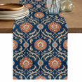 thumbnail image 1 of Orange Blue Floral Table Runner, Retro Botanical Abstract Vintage Washable Cotton Linen Table Runners 72 Inches Long, Dresser Scarf Runner for Dining/Coffee/TV Stands/Kitchen/Cabinets 16''x72'', 1 of 9