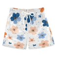 thumbnail image 1 of Orange Blue Flowers Dots Swim Trunks Board Shorts Beach Pants Bathing Bottoms M, 1 of 8