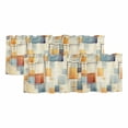 thumbnail image 1 of Orange Blue Geometric Curtain Valances for Windows, Kitchen Valance Window Treatments Panel 2 Pack, Contemporary Abstract Vintage Rod Pocket Short Curtains for Bathroom Bedroom 42 x 18 Inch, 1 of 8