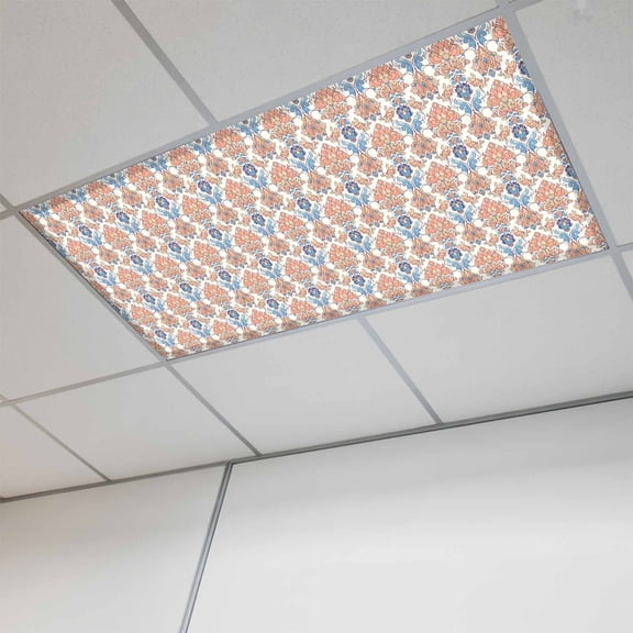 Orange Blue Geometric Magnetic Fluorescent Light Covers for Ceiling Lights 2 x 4 Feet, Southwest Ethnic Country Office Classroom Kitchen Drop Ceiling Light Covers Lighting Filters Shade Panel 1 Pack