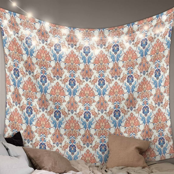 Orange Blue Geometric Tapestry for Bedroom Wall Hanging Tapestry, Southwest Ethnic Country Ceiling Backdrop Tapestries Poster Blanket Wall Decor for Teens Room Living Room Dorm 39" x 59"