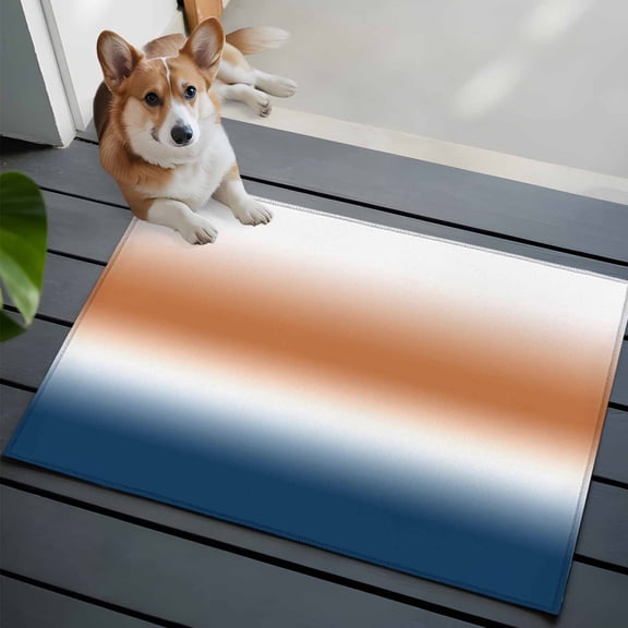 Orange and Blue Gradient Washable Entry Rug 2x3 Minimalist Navy Blue Ombre Modern Art Low Pile Indoor Door Mat with Rubber Backing Thin Area Rug for for Entrance, Bedroom, Kitchen, Laundry, Bathroom