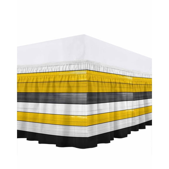 Rooster Bed Skirt King Size 16 Inch Drop, Farm Chicken Adjustable Elastic Dust Ruffles Bedskirt for King Bed Wrap Around Pleated Mattress Frame Cover