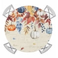 thumbnail image 1 of Orange Blue Leaves Fall Round Tablecloth for 45-54 Inch Tables,Fitted Table Cover with Elastic Edge,Thanksgiving Small Pumpkins Weeping Waterproof Outdoor Table Cloth Protector for Patio Dinner, 1 of 9