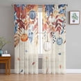 thumbnail image 1 of Orange Blue Leaves Fall Semi Sheer Curtains 63 Inch Length 2 Panels Set,Thanksgiving Small Pumpkins Weeping Sheer Kitchen Curtain Voile Window Curtain for Living Room Bedroom Rod Pocket Drapes, 1 of 7