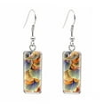 thumbnail image 1 of Orange Blue Leaves Rectangular Drop Earrings, 1 of 1