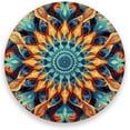 thumbnail image 1 of Orange Blue Mandala Coaster, Drinks Round Absorbent Stone Set with Ceramic Stone and Cork Base, Tabletop Protection Mats and Cups Place for 2PCS Home Decor, 1 of 6