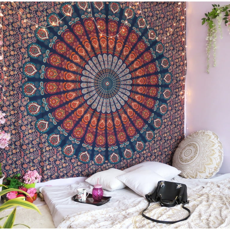 Orange Blue Mandala Tapestry Boho Indian Wall Hanging Hippy College Dorm Tapestries Decor Bohemian Hippie Queen Bedspread Throw Beach Picnic Blanket Online Walmart