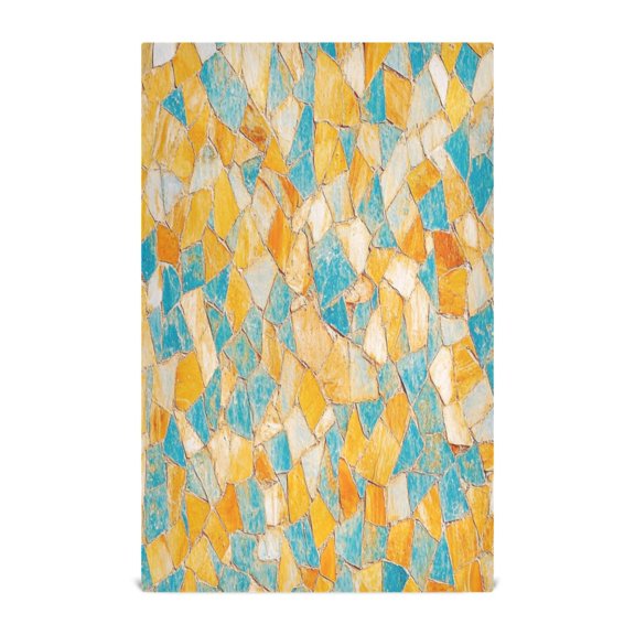 Orange Blue Mosaic Decorative Waffle Towel Kitchen Dishcloth 28x18in Multi-Use Tea Towel