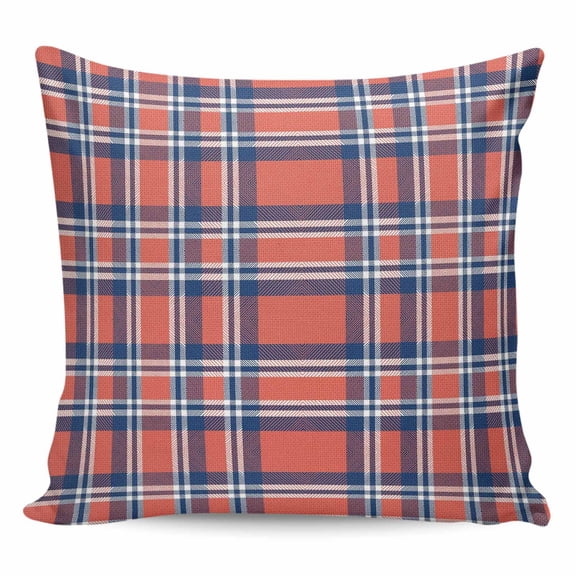 Orange Blue Pillow Covers 24x24 Inch Decorative Throw Pillow Cover, British Style Buffalo Plaid Lattice Sofa Pillowcases Accent Cushion Case Home Decor Bedroom Living Room
