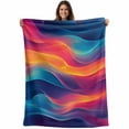 thumbnail image 1 of Orange Blue Pink Blanket Soft Cozy Warm Throw Blanket for Couch, Plush Fuzzy Flannel Fleece Blankets for Sofa, Modern Minimalist Aesthetics Bed Blankets Lightweight Gifts for Women, 40"x50", 1 of 9