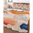 thumbnail image 1 of Orange Blue Pink Coastal King Size Down Alternative Comforter, Lightweight Comforter Quilt Bedding Set with Pillow Shams Summer Nautical Shell Beach All Seasons Bed Comforter Duvet Insert 96"x106", 1 of 7