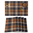 thumbnail image 1 of Orange Blue Plaid Placemats Set of 4 Farmhouse Checkered Buffalo Fall Place Mats Indoor Wipeable Table Mats Washable Cloth Dining Table Placemats for Kitchen Holiday Party Home Decor 13x19 Inch, 1 of 9