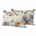 thumbnail image 1 of Orange Blue Pumpkin Fall Outdoor Waterproof Pillow Covers, Thanksgiving Maple Leaves Branch Decorative Rectangle Throw Pillowcase Sofa Cushion Sham for Patio/Couch/Chair, 20"x12" 2 Pack, 1 of 8