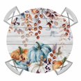 thumbnail image 1 of Orange Blue Pumpkin Fall Round Tablecloth for 36-44 Inch Tables,Fitted Table Cover with Elastic Edge,Thanksgiving Maple Leaf Vintage Waterproof Outdoor Table Cloth Protector for Patio Garden Dinner, 1 of 9