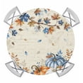 thumbnail image 1 of Orange Blue Pumpkin Fall Round Tablecloth for 45-54 Inch Tables,Fitted Table Cover with Elastic Edge,Thanksgiving Maple Leaves Branch Waterproof Outdoor Table Cloth Protector for Patio Garden Dinner, 1 of 9