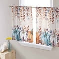 thumbnail image 1 of Orange Blue Pumpkin Fall Semi Sheer Curtains 54 Inch Length 2 Panels Set,Thanksgiving Eucalyptus Leaves Rustic Sheer Kitchen Curtain Voile Window Curtain for Living Room Bedroom Rod Pocket Drapes, 1 of 7