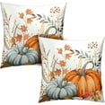 Orange Blue Pumpkin Pillow Covers Fall Maple Leaves Throw Pillow Covers