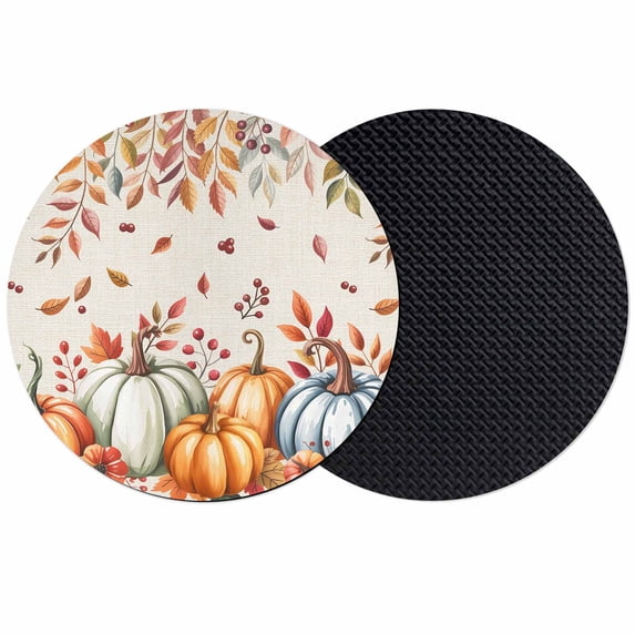 Orange Blue Pumpkins Fall Coasters Set of 2, Absorbent Coasters for Drinks, Thanksgiving Fallen Leaves Coaster for Desk Coffee Table Protection, Home Decor House Warming Gifts 4"