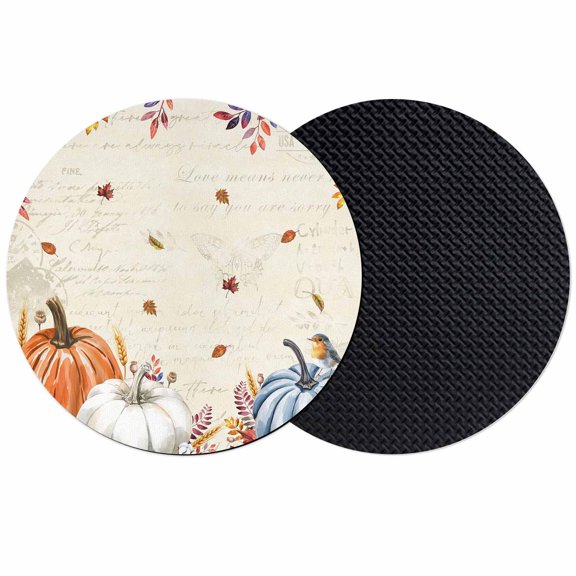Orange Blue Pumpkins Fall Coasters Set of 2, Absorbent Coasters for Drinks, Thanksgiving Maple Leaf Birds Coaster for Desk Coffee Table Protection, Home Decor House Warming Gifts 4"