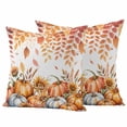 thumbnail image 1 of Orange Blue Pumpkins Fall Outdoor Waterproof Pillow Covers, Maple Leaf Sunflower Thanksgiving Decorative Square Throw Pillowcase Sofa Cushion Sham for Patio/Couch/Chair, 26"x26" 2 Pack, 1 of 8