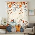 thumbnail image 1 of Orange Blue Pumpkins Fall Sheer Curtains 84 Inches Long, Thanksgiving Maple Leaves Autumn Light Filering Curtains, Breathable Simi Curtain Privacy Drapes for Living Room Bedroom Window Treatment, 1 of 7
