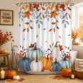 thumbnail image 1 of Orange Blue Pumpkins Fall Shower Curtains for Bathroom, Maple Leaf Botanical Thanksgiving Waterproof Fabric Shower Curtain, Decorative Bathroom Curtain for Bathtub, 72"x72", No Hooks Included, 1 of 9