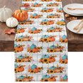 thumbnail image 1 of Orange Blue Pumpkins Fall Table Runner - 120 Inch Long Thanksgiving Gray Checkered Cotton and Linen Blended Dress Scarves Farmhouse Table Runner for Kitchen Dining, Coffee Table, 13" x 120", 1 of 8