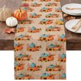 thumbnail image 1 of Orange Blue Pumpkins Fall Table Runner - 36 Inch Long Thanksgiving Sunflower Rustic Cotton and Linen Blended Dress Scarves Farmhouse Table Runner for Kitchen Dining, Coffee Table, 13" x 36", 1 of 8