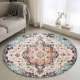 thumbnail image 1 of Orange Blue Round Area Rug 3.3 FT, Non Slip Small Entryway Kitchen Mat, Boho Geometric Middle Century Abstract Western Washable Soft Circular Rug Non-Shedding Door Mat for Bathroom Playroom Kids Room, 1 of 9