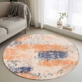 thumbnail image 1 of Orange Blue Round Area Rug 3.3 FT, Non Slip Small Entryway Kitchen Mat, Minimalist Smear Abstract Art Painting Washable Soft Circular Rug Non-Shedding Door Mat for Bathroom Playroom Kids Room, 1 of 9