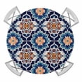 thumbnail image 1 of Orange Blue Round Tablecloth for 45-54 Inch Tables,Fitted Table Cover with Elastic Edge,Morocco Boho Abstract Floral Ethnic Tribal Waterproof Outdoor Table Cloth Protector for Patio Garden Dinner, 1 of 9
