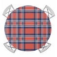 thumbnail image 1 of Orange Blue Round Tablecloth for 55-60 Inch Tables, Fitted Table Cover with Elastic Edge, British Style Buffalo Plaid Lattice Waterproof Outdoor Table Cloth Protector for Patio Garden Dinner Picnic, 1 of 9