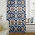 thumbnail image 1 of Orange Blue Semi Sheer Curtains Drapes for Living Room, Bedroom, French Doors Window 72 Inches Long, Morocco Boho Abstract Floral Ethnic Tribal Rod Pocket Chiffon Curtain Drapery Voile Drape Panel, 1 of 6