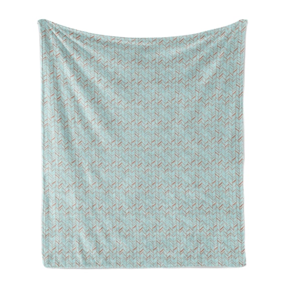 Orange and Blue Soft Flannel Fleece Throw Blanket, Hand-Drawn Creative Herringbone Pattern Sketchy Illustration, Cozy Plush for Indoor and Outdoor Use, 50" x 70", Burnt Orange Pale Blue, by Ambesonne