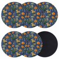 thumbnail image 1 of Orange Blue Spring Floral Coasters Set of 6, Absorbent Coasters for Drinks, Vintage Botanical Summer Flower Coaster for Desk Coffee Table Protection, Home Decor House Warming Gifts 4", 1 of 8