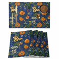 thumbnail image 1 of Orange Blue Spring Floral Placemats Set of 6, Vintage Botanical Summer Flower Placemats for Dining Table, Place Mats for Kitchen Tabletop, Waterproof Wipeable Dining Table Mats Set, 1 of 9