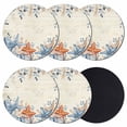 thumbnail image 1 of Orange Blue Starfish Coastal Coasters Set of 6, Absorbent Coasters for Drinks, Summer Beach Eucalyptus Rustic Coaster for Desk Coffee Table Protection, Home Decor House Warming Gifts 4", 1 of 8